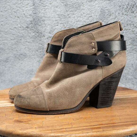 RAG & BONE Size 37.5 EUR US 7 Brown Suede Buckle Ankle Fashion Boots Bootie - Picture 3 of 7